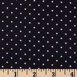  50 Wide Stretch Cotton Sateen Dotted Navy/White Fabric 