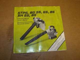 37) Older Stihl Operator Manual BG & SH 55,65,85 Blower  