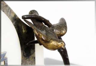1920s French ART DECO Bird Sculpture MANTEL CLOCK by MARTI, Bronze 