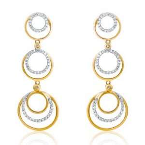  14k TWO TONE GOLD WOMENS EARRING LE 4146 DIAMOND 0.55CT 