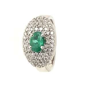  18Carati Emerald and diamond ring 0.74 ct.   AF0315 10.5 