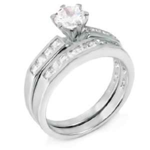  Cubic Zirconia Bridal Engagement Set, Manufactured in Solid Sterling 