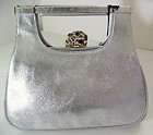 Kenneth Jay Lane Silver Leather Evening Purse NWT Authe