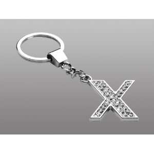  Letter X Covered w/ Ice Bling Clear Gem Crystals Metal Key 