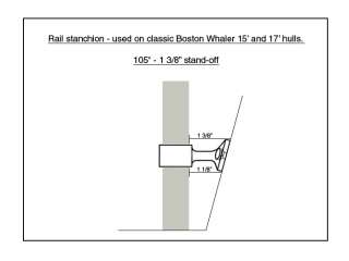 RAIL STANCHION STAND OFF 1 3/8 BOSTON WHALER 15,17  