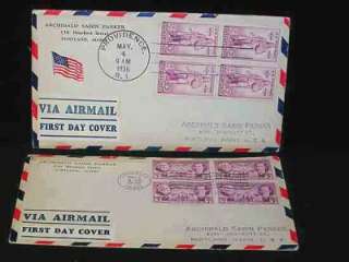 Antique FIRST DAY COVERS c1936 U.S. Stamps, AIRMAIL  