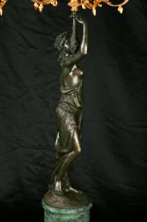 Pair French Louis XV Bronze Female Candelabras Figurines Ormolu  