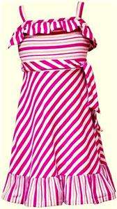 New Girls Rare Editions PINK Candy STRIPE Dress 10 NWT  