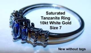 Stone Tanzanite Diamond Ring~10kt White Gold~Prong Set~Sz 7~.27ctw 