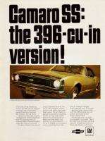 1967 gold Camaro SS Sport Coupe 396 Rally Photo Ad  