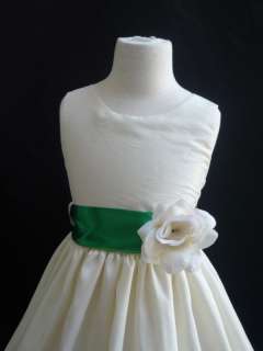 New IVORY CLOVER GREEN Christmas wedding girl dress  