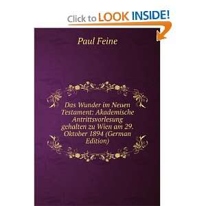   zu Wien am 29. Oktober 1894 (German Edition) Paul Feine Books