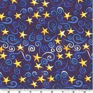  45 Wide Star Gazing Stars & Swirls Royal Blue Fabric By 