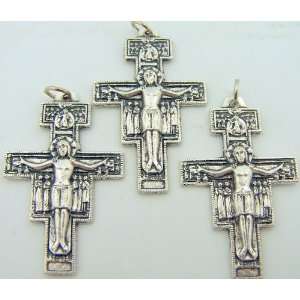 Lot 3 Rosary Part Catholic Crucifix Silver Gild Cross 1 1/2 Assisi 12 