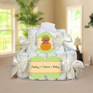   American   2 Tier Personalized Square   Baby Shower Diaper Cake Baby