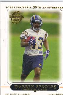 DARREN SPROLES 2005 TOPPS ROOKIE #404 CHARGERS RC  