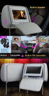 C1001 Car 2x 7 LCD Gray Pillow Headrest DVD Player 8d  