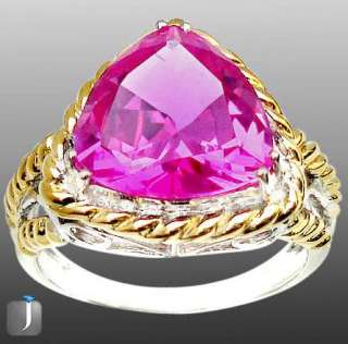 size 8 1/2 SMART PINK RUBY TRILLION 925 STERLING SILVER COCKTAIL RING 