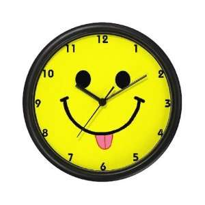 Smiley Face Raspberry Tongue Funny Wall Clock by 