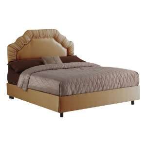  Twin Skyline Shantung Khaki Shirred Border Upholstered Bed 