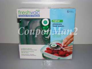 New in Box 6pc FreshVac Plus FOOD Storage FOODSAVER Vacuum Seal 