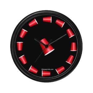  Flip Cup Red on Black Funny Wall Clock by  