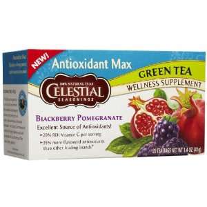 Celestial Seasonings Antiox Max, Blackberry Pom Green Tea Bags, 20 ct 