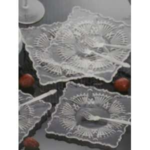  Godinger Freedom Crystal Cake Plates and Pastry Forks 