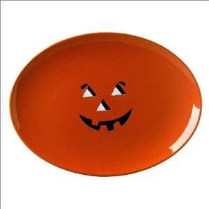   13 x 9.5 Inch Pumpkin Face Oval Platter  Pack of 2