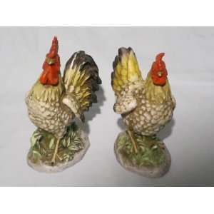  Vintage Homco Rooster & Hen Chicken Figurine Set #1446   6 
