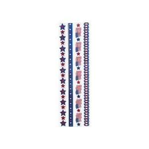  Sparkler Epoxy Border Ribbon Stickers Patriotic (3 Pack 