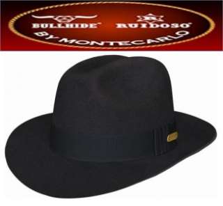 NEW Montecarlo Hats GANGSTER Wool Felt Fedora Hat Black  