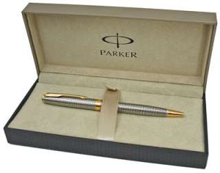 Parker Sonnet Ballpoint Pen, Sterling Silver Cisele with Gold Trim 