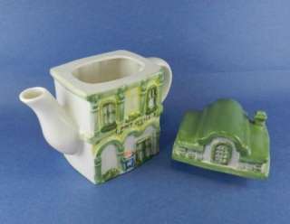 Ceramic Teapot Novelty Post Office 3 Story Green China Looks Hand 