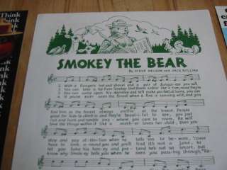 Old SMOKEY the BEAR Bookmarks & Pledge / Music Sheet  