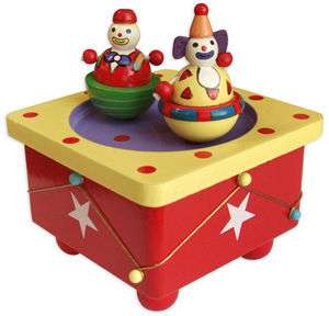 Wooden Music Box Dancing Magnetic Clowns NEW IN BOX  