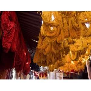  Dyers Souks, Freshly Dyed Wools Drying, Medina, Marrakech 