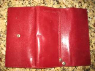 MONSAC RED SMOOTH GLOVE LEATHER CHECKBOOK CLUTCH WALLET  