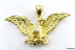 3D American EAGLE PENDANT   14k Solid GOLD Wings 6g  