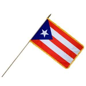  Puerto Rico Flag 12X18 Inch Mounted E Poly With Fringe 