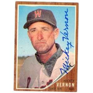  Mickey Vernon Autographed/Hand Signed 1962 Topps baseball 