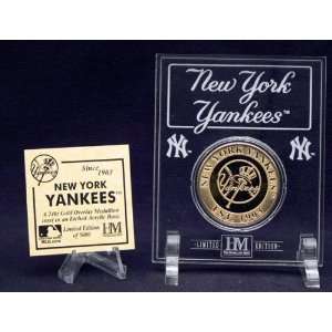 NEW YORK YANKEES 24KT GOLD COIN in Archival Etched Acrylic By Highland 