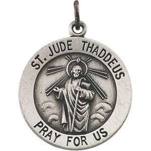   18.25Mm Round St. Jude Thaddeus Pendant Medal W/ 18 Chn Jewelry