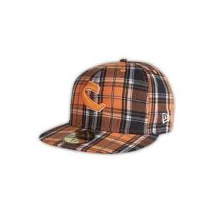  Chocolate C Orange Plaid Era Hat Size 7 1/8 Sports 