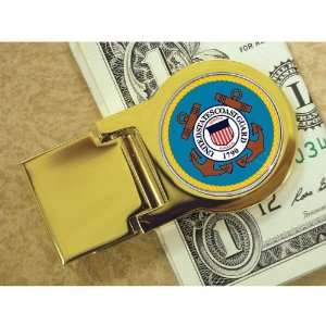 Goldtone Moneyclip with Colorized Coast Guard Washington Quarter Coin 