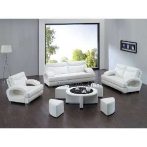  Modern White Leather Sofa Loveseat and Chair Set with 