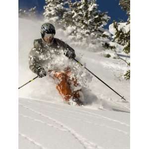  Man Skiing in Deep Powder at Solitude Mountain Resort 