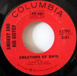 SMOKEY & HIS SISTER Creators Of Rain 45 RPM FOLK  