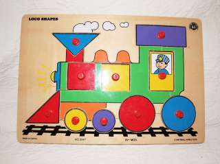 Small World Locomotive SHAPES COLORS Wooden Puzzle  