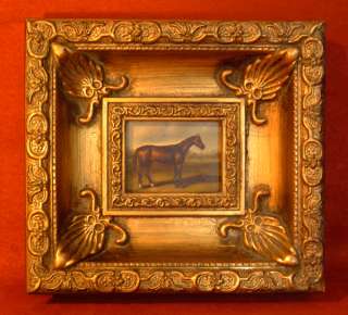 Big Black Horse, 8x12, Framed Painting, LEES142  
